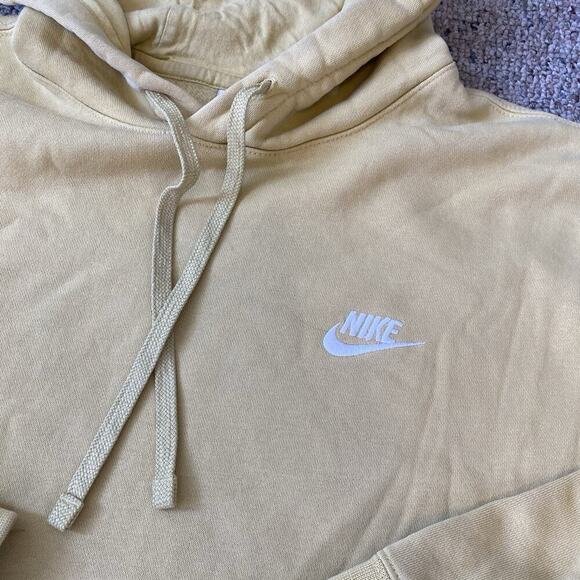 Y2K Nike Embroidery Logo Hoodie Unisex L YellowMustard Pullover Pocket Drawstrin - Picture 8 of 8